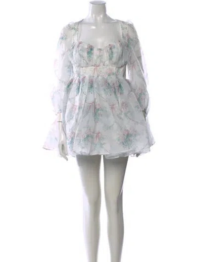 Pre-owned Selkie Floral Print Mini Dress In Blue