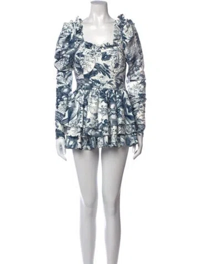 Pre-owned Selkie Floral Print Mini Dress In Blue