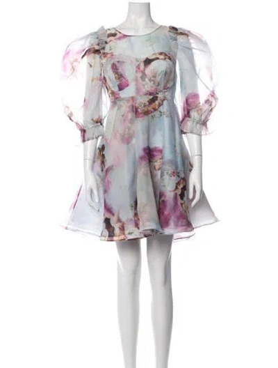Pre-owned Selkie Floral Print Mini Dress In Blue