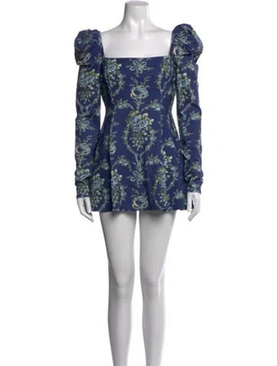 Pre-owned Selkie Floral Print Mini Dress In Blue