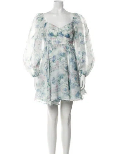 Pre-owned Selkie Floral Print Mini Dress In Green