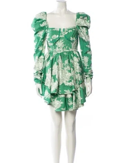 Pre-owned Selkie Floral Print Mini Dress In Green