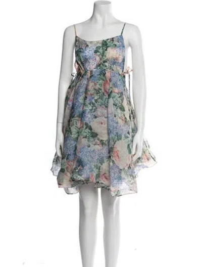 Pre-owned Selkie Floral Print Mini Dress In Green
