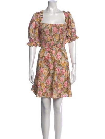 Pre-owned Selkie Floral Print Mini Dress In Green