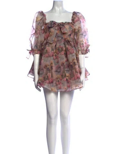 Pre-owned Selkie Floral Print Mini Dress In Multicolor