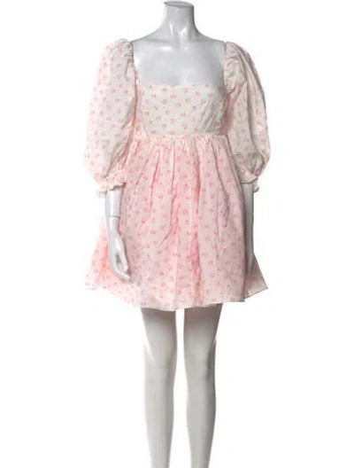 Pre-owned Selkie Floral Print Mini Dress In Neutral