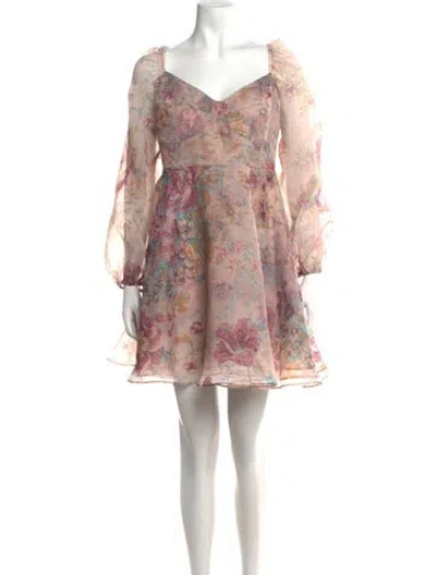 Pre-owned Selkie Floral Print Mini Dress In Neutral