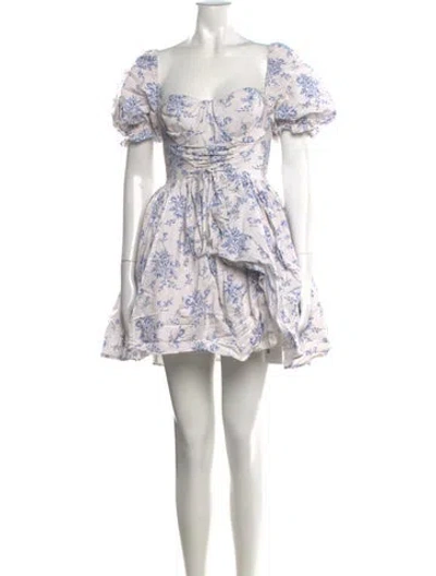 Pre-owned Selkie Floral Print Mini Dress In Neutral