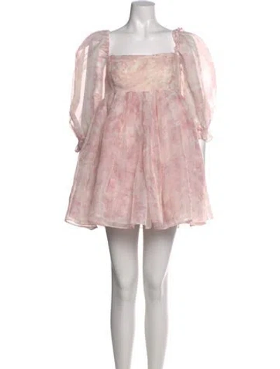 Pre-owned Selkie Floral Print Mini Dress In Pink