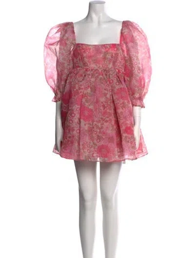 Pre-owned Selkie Floral Print Mini Dress In Pink