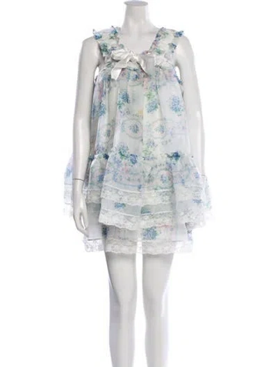 Pre-owned Selkie Floral Print Mini Dress In Pink