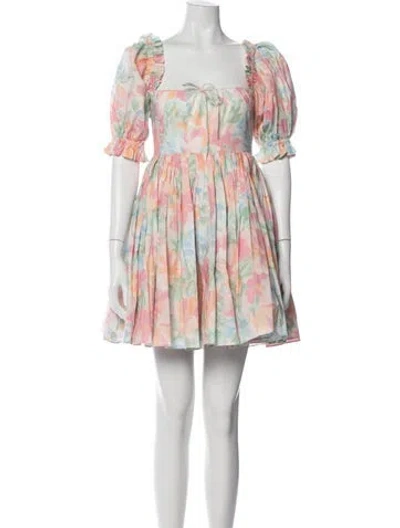 Pre-owned Selkie Floral Print Mini Dress In Pink