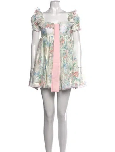 Pre-owned Selkie Floral Print Mini Dress In Pink