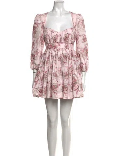 Pre-owned Selkie Floral Print Mini Dress In Pink
