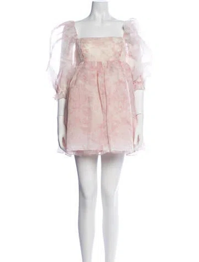 Pre-owned Selkie Floral Print Mini Dress In Pink