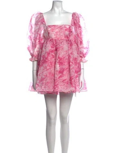 Pre-owned Selkie Floral Print Mini Dress In Pink