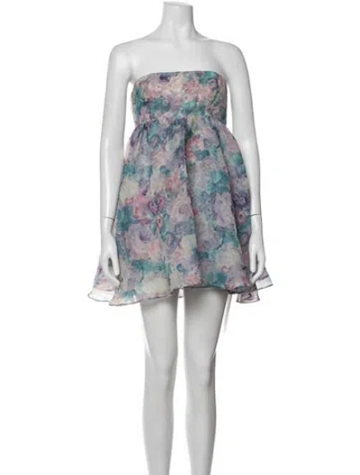 Pre-owned Selkie Floral Print Mini Dress In Purple