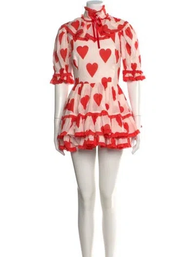 Pre-owned Selkie Floral Print Mini Dress In Red