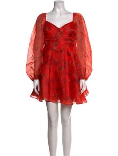 Pre-owned Selkie Floral Print Mini Dress In Red