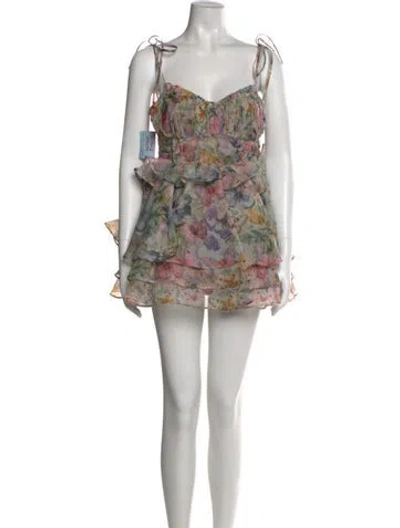 Pre-owned Selkie Floral Print Mini Dress W/ Tags In Multi