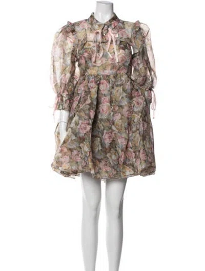 Pre-owned Selkie Floral Print Mini Dress W/ Tags In Multicolor