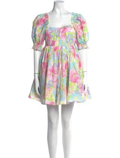 Pre-owned Selkie Floral Print Mini Dress W/ Tags In Pink