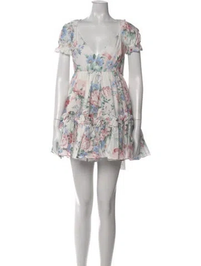 Pre-owned Selkie Floral Print Mini Dress W/ Tags In Pink