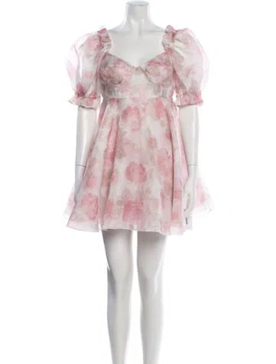 Pre-owned Selkie Floral Print Mini Dress W/ Tags In Pink