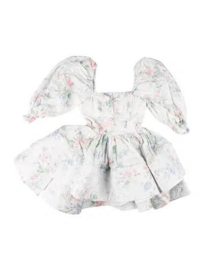 Pre-owned Selkie Floral Print Mini Dress W/ Tags In White