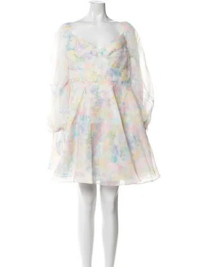 Pre-owned Selkie Floral Print Mini Dress W/ Tags In White