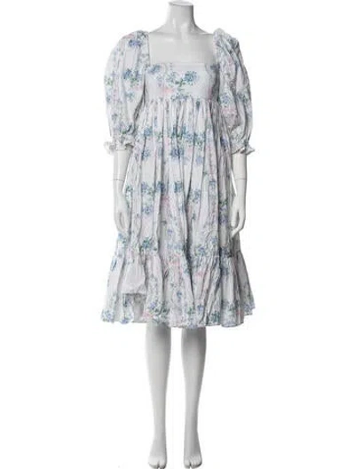 Pre-owned Selkie Floral Print Mini Dress W/ Tags In White