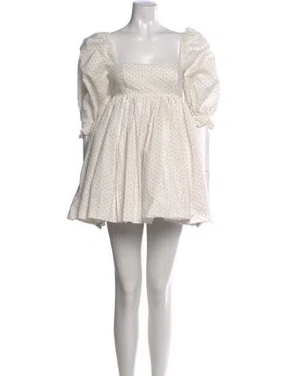 Pre-owned Selkie Floral Print Mini Dress In White