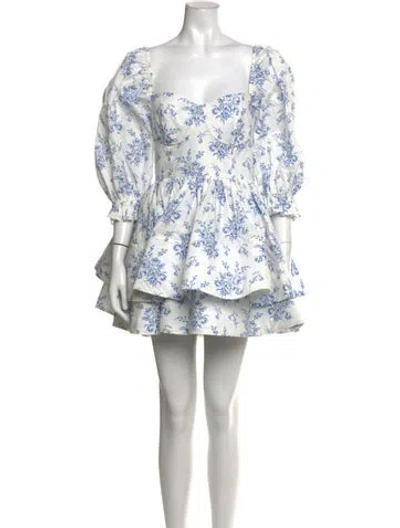Pre-owned Selkie Floral Print Mini Dress In White