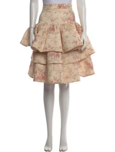 Pre-owned Selkie Floral Print Mini Skirt In Neutral