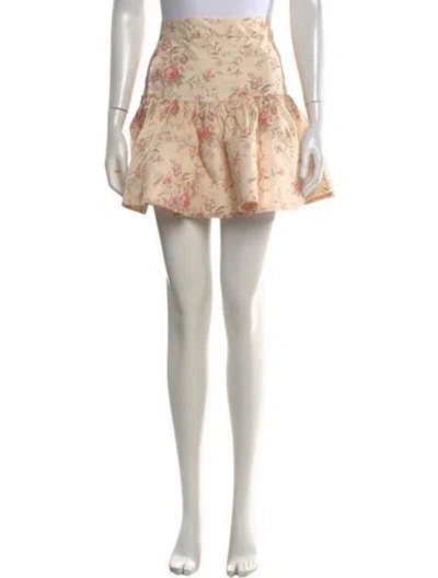 Pre-owned Selkie Floral Print Mini Skirt In Neutral