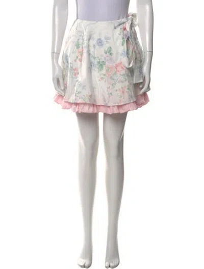 Pre-owned Selkie Floral Print Mini Skirt In Neutral
