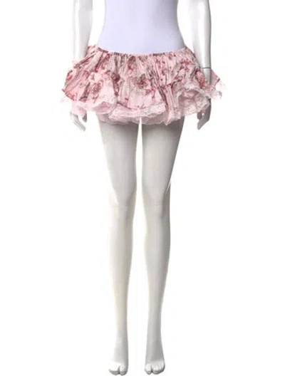 Pre-owned Selkie Floral Print Mini Skirt W/ Tags In Neutral