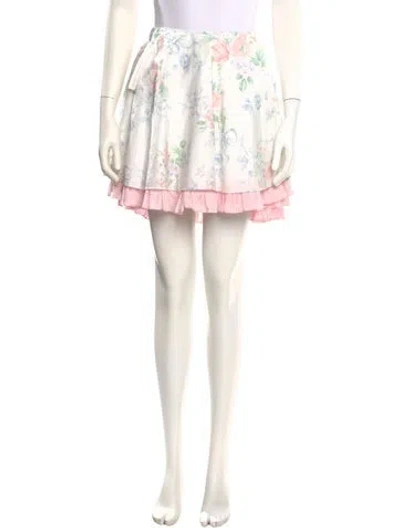 Pre-owned Selkie Floral Print Mini Skirt W/ Tags In Pink