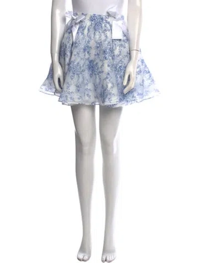 Pre-owned Selkie Floral Print Mini Skirt In White