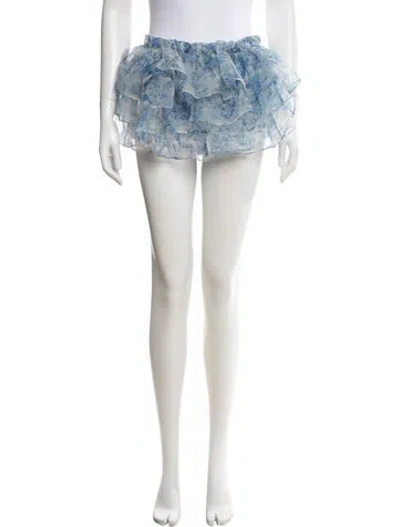 Pre-owned Selkie Floral Print Ruffle Embellishment Cover-up In Blue