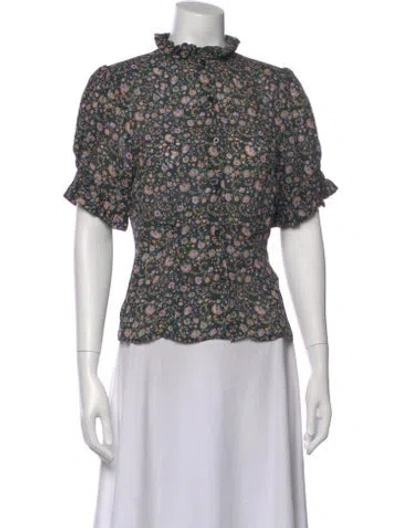 Pre-owned Selkie Floral Print Short Sleeve Blouse In Multi