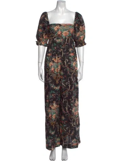 Pre-owned Selkie Floral Print Square Neckline Jumpsuit In Multicolor