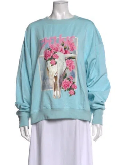 Pre-owned Selkie Graphic Print Crew Neck Sweatshirt In Blue