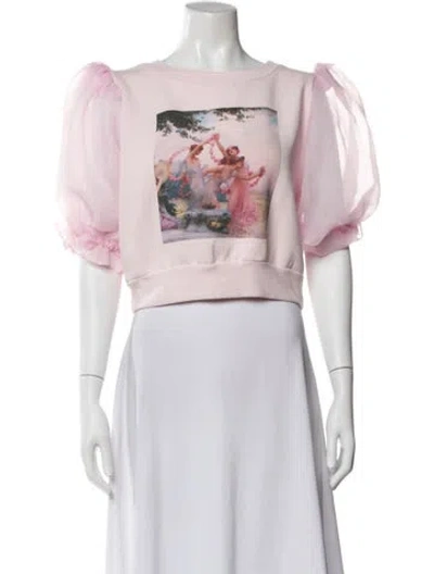 Pre-owned Selkie Graphic Print Crew Neck Sweatshirt In Pink
