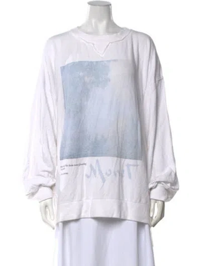 Pre-owned Selkie Graphic Print Crew Neck Sweatshirt In White