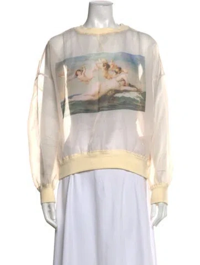 Pre-owned Selkie Graphic Print Crew Neck Top In Neutral