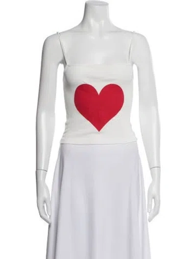 Pre-owned Selkie Graphic Print Square Neckline Crop Top In Neutrals