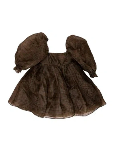 Pre-owned Selkie Houndstooth Print Mini Dress In Brown