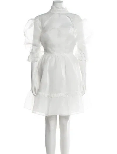 Pre-owned Selkie Mock Neck Knee-length Dress In White