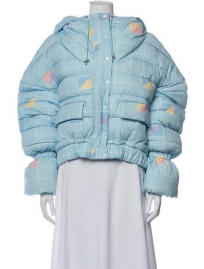 Pre-owned Selkie Nylon Patterned Down Jacket W/ Tags In Blue